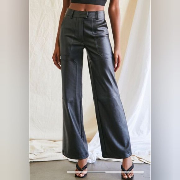 Forever21 PU Leather Cargo Pants - Picture 1 of 6